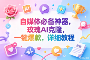 （18624期）玫瑰克隆神器，一键ai，爆款工具，自媒体必备，60多个功能，的详细教程