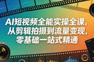 AI短视频全能实操全课,从剪辑拍摄到流量变现,零基础一站式精通