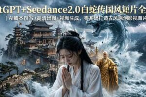 ChatGPT+Seedance2.0白蛇传国风短片全教程|AI脚本撰写+高清出图+视频生成,零基础打造古风原创影视短片