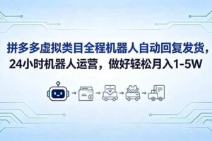 (18715期)拼多多虚拟类目全程机器人自动回复发货,24 小时机器人运营,做好轻松月入 1-5W