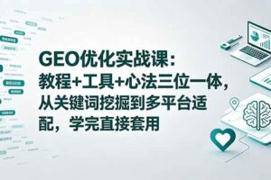 (18717期)GEO优化实战课:教程+工具+心法三位一体,从关键词挖掘到多平台适配,学完直接套用