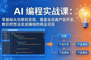 (18806期)AI编程实战课-第三期-6月更新:零基础从创意到变现,覆盖全品类产品开发,把想法变成赚钱项目